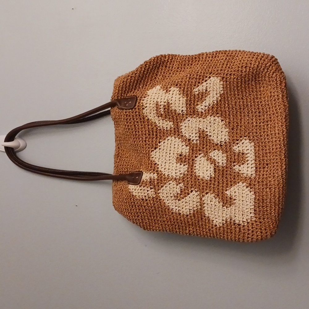 Sonoma Brown and Cream Crochet Floral Tote